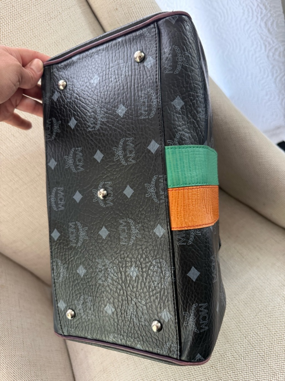 MCM Lion Patchwork Leather Boston Bag - Picture 7 of 11